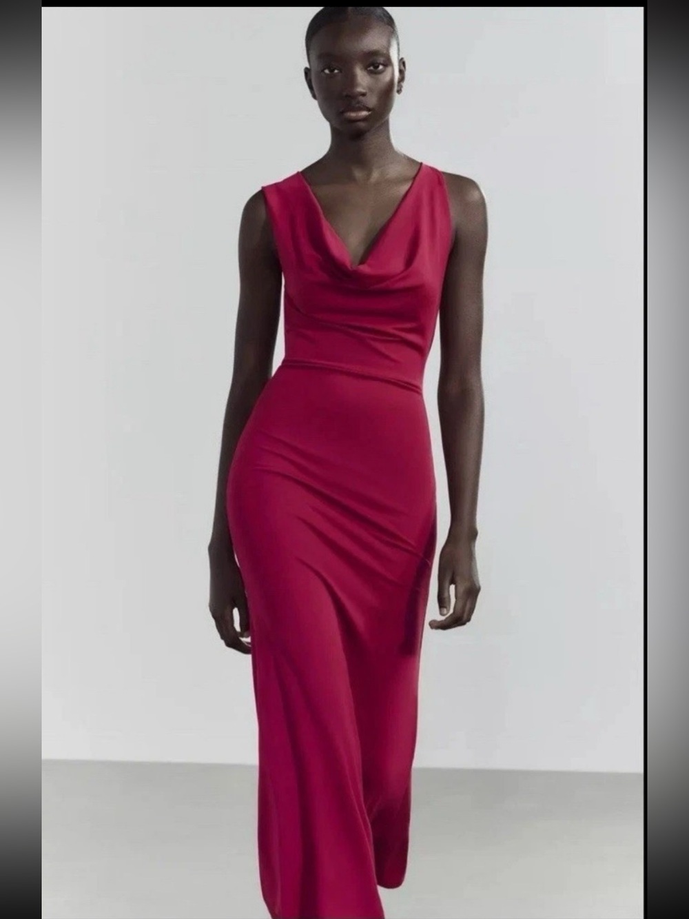 Zara Fuchsia Cowl-Neck Maxi Dress